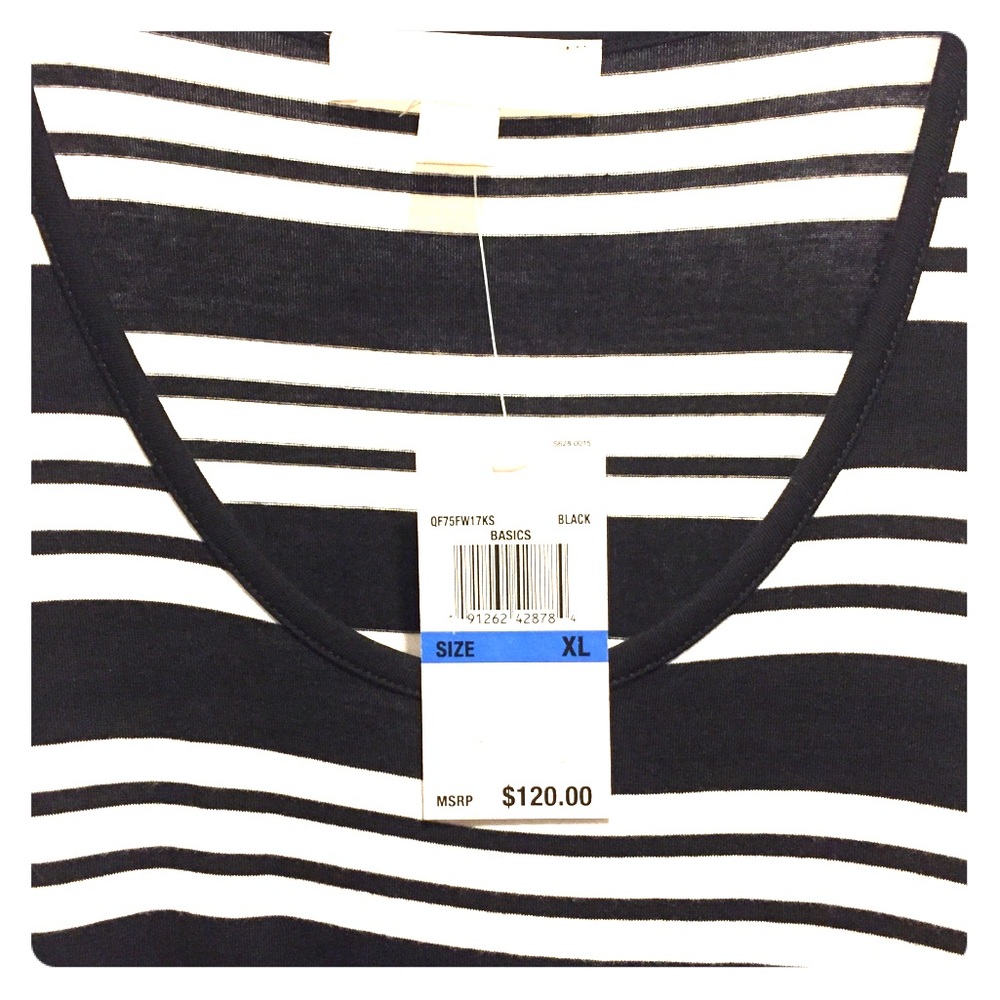 Michael Kors long sleeve b&w top cold shoulder XL